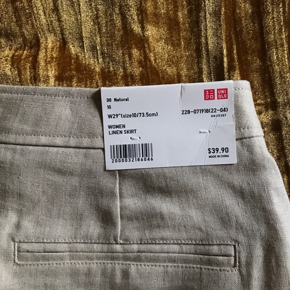 NWT Uniqlo Beige Linen Pencil Skirt Size 10 - Picture 3 of 4